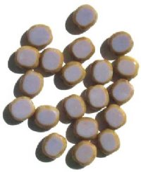 20 10x9mm Opaque Mauve Oval Window Beads with Speckles